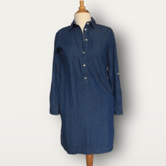 a line dress denim Xyan Navy Lapel Halter A-Line Midi MODEL INFO Model is Indigo boohoo Plus Boxy Mens Shoe Sizes:47.5 Whimsical Wedding Dresses